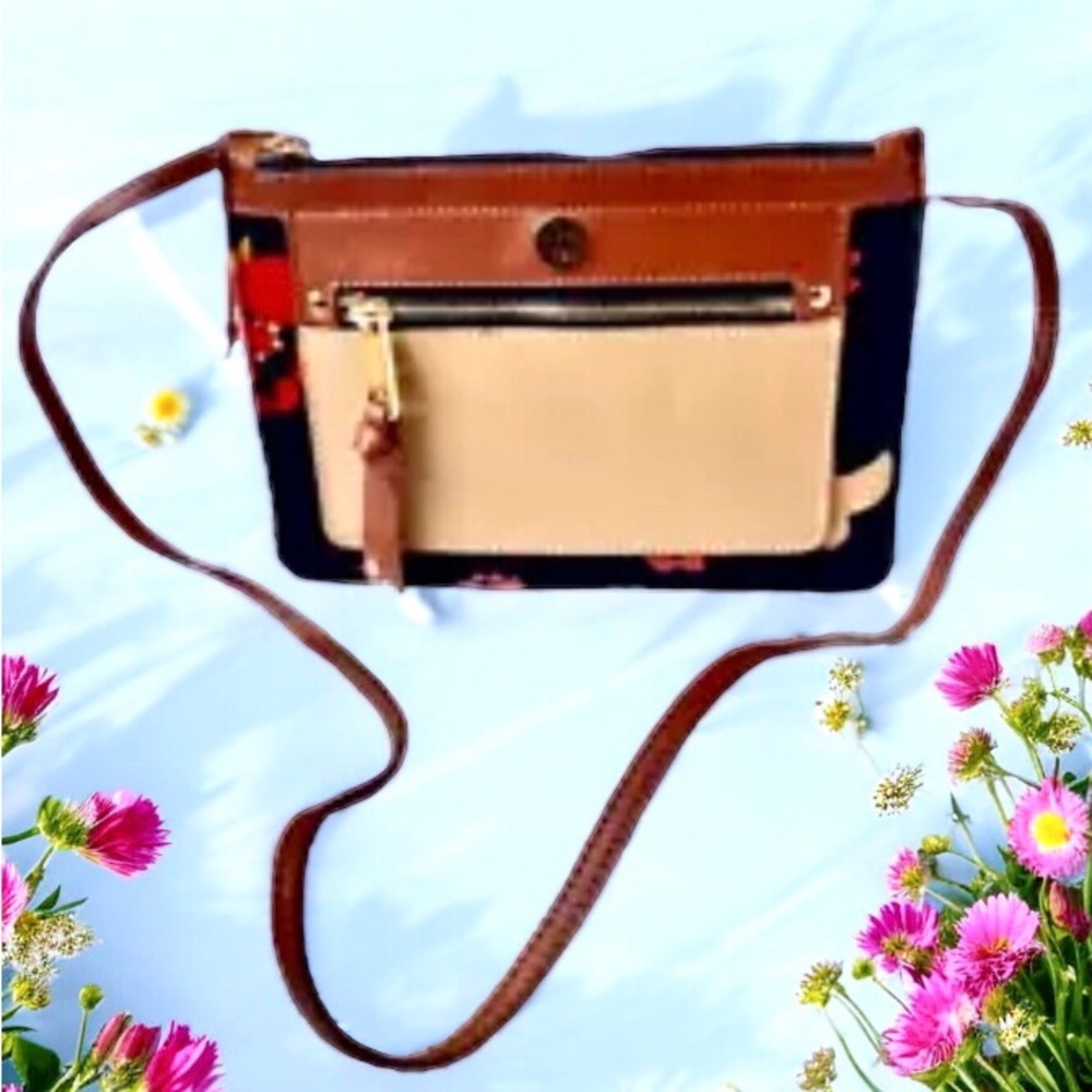 Crossbody Handbag Linen + Leather Skinny SPARTINA Daufuskie Island